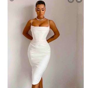 House Of CB 'Anja' Ivory Satin Corset Dress